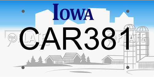 CAR381 Iowa License Plate
