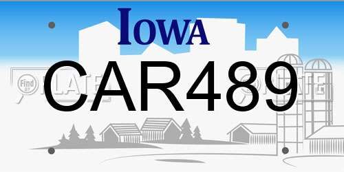 CAR489 Iowa License Plate