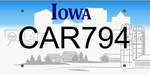 CAR794 Iowa License Plate
