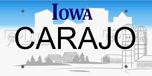 CARAJO Iowa License Plate