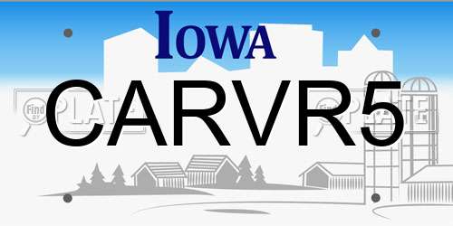 CARVR5 Iowa License Plate