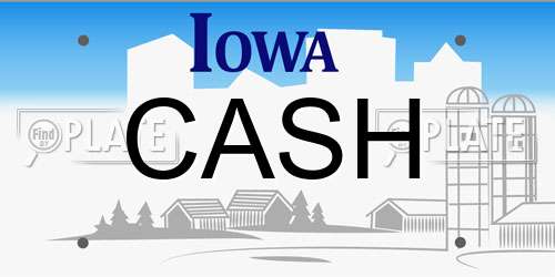 CASH Iowa License Plate