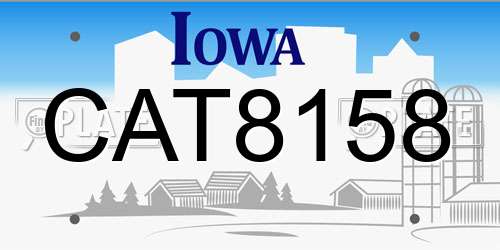 CAT8158 Iowa License Plate