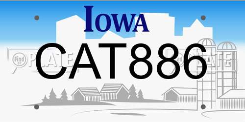 CAT886 Iowa License Plate