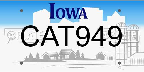 CAT949 Iowa License Plate