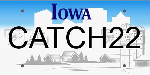 CATCH22 Iowa License Plate