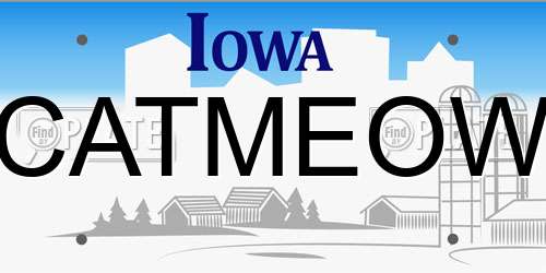 CATMEOW Iowa License Plate