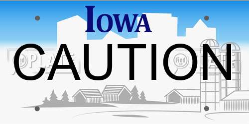 CAUTION Iowa License Plate