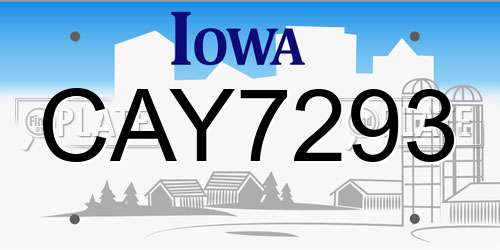 CAY7293 Iowa License Plate