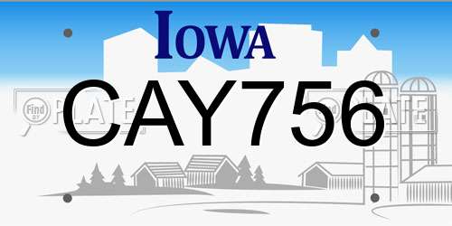 CAY756 Iowa License Plate