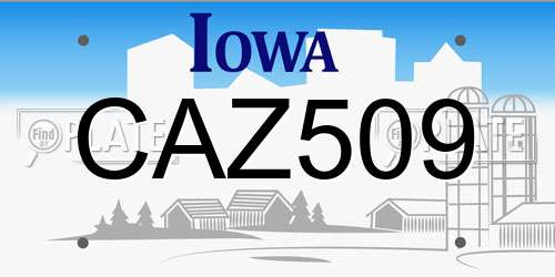CAZ509 Iowa License Plate