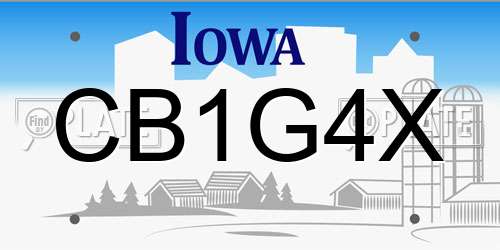 CB1G4X Iowa License Plate