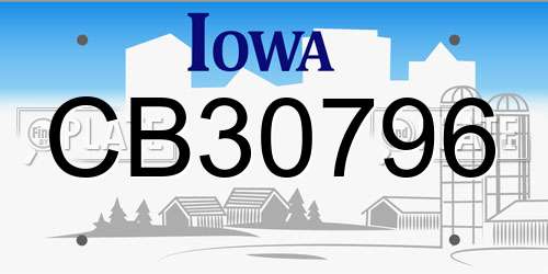 CB30796 Iowa License Plate