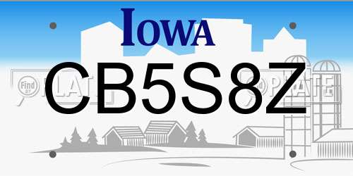 CB5S8Z Iowa License Plate