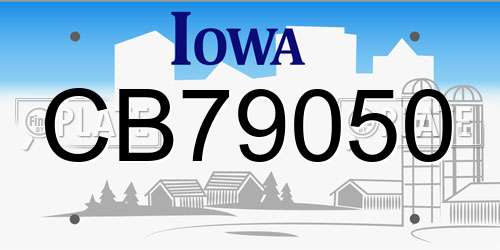CB79050 Iowa License Plate