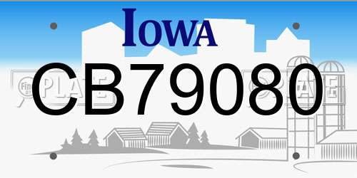 CB79080 Iowa License Plate