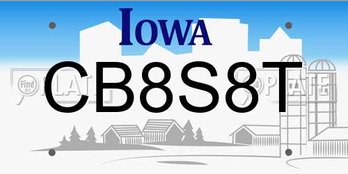 CB8S8T Iowa License Plate