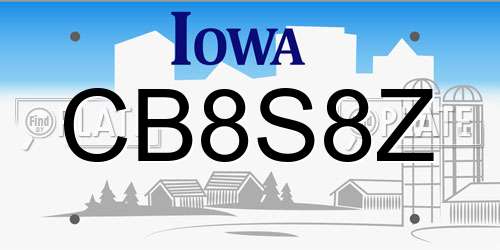 CB8S8Z Iowa License Plate