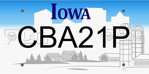 CBA21P Iowa License Plate