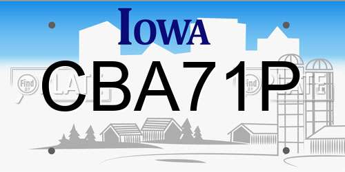 CBA71P Iowa License Plate