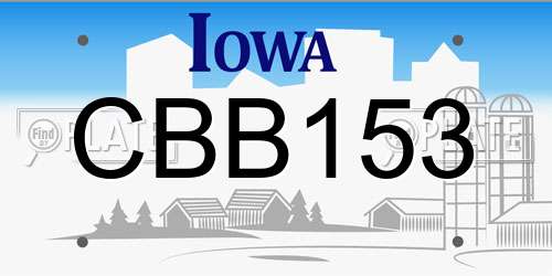 CBB153 Iowa License Plate
