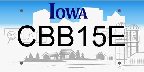 CBB15E Iowa License Plate