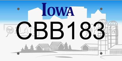 CBB183 Iowa License Plate