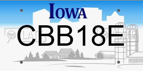 CBB18E Iowa License Plate