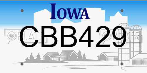 CBB429 Iowa License Plate