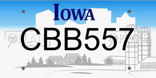 CBB557 Iowa License Plate