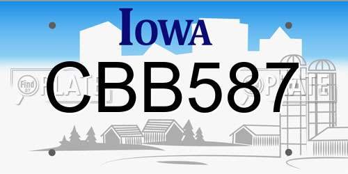 CBB587 Iowa License Plate