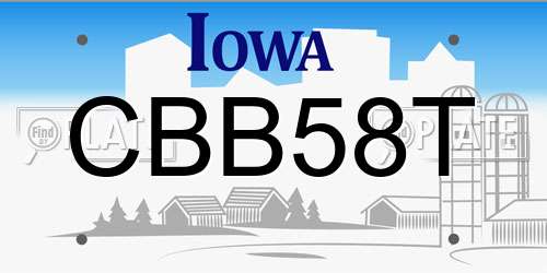 CBB58T Iowa License Plate