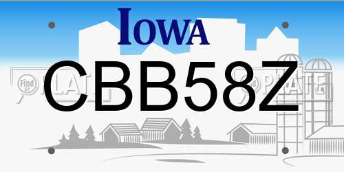 CBB58Z Iowa License Plate
