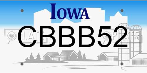 CBBB52 Iowa License Plate