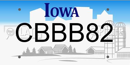 CBBB82 Iowa License Plate