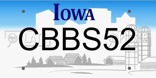 CBBS52 Iowa License Plate