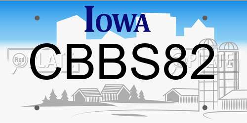 CBBS82 Iowa License Plate