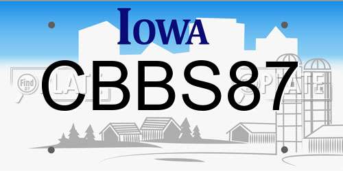 CBBS87 Iowa License Plate