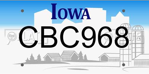 CBC968 Iowa License Plate