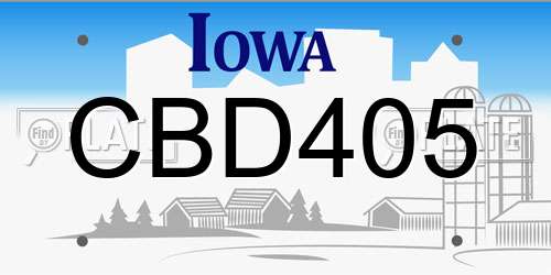 CBD405 Iowa License Plate