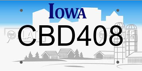 CBD408 Iowa License Plate