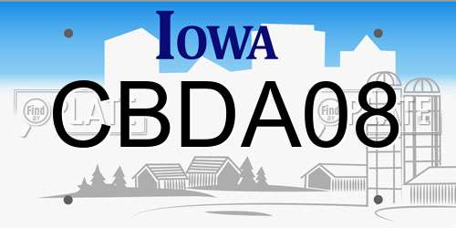 CBDA08 Iowa License Plate