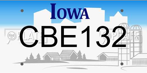 CBE132 Iowa License Plate