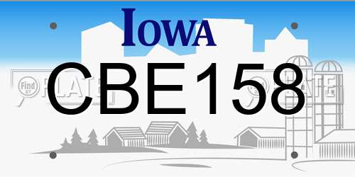 CBE158 Iowa License Plate