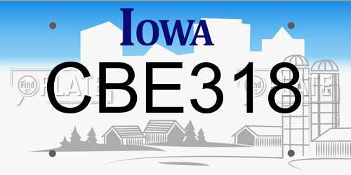 CBE318 Iowa License Plate