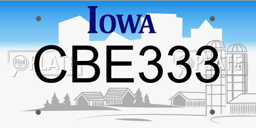 CBE333 Iowa License Plate