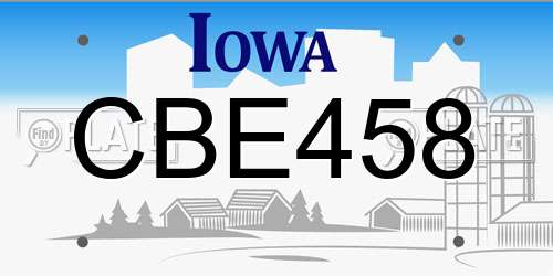CBE458 Iowa License Plate