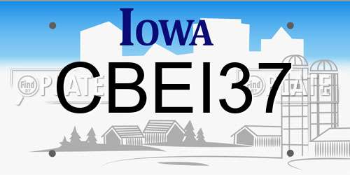 CBEI37 Iowa License Plate