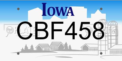 CBF458 Iowa License Plate