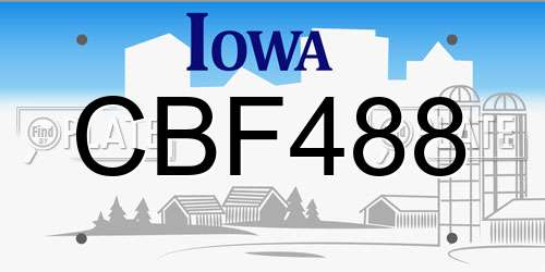 CBF488 Iowa License Plate